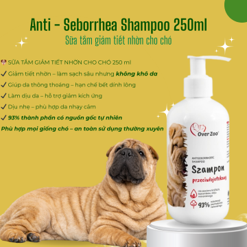 Over Zoo Antiseborrhoeic Shampoo – Sữa tắm kiểm soát nhờn & gàu cho chó 250ml