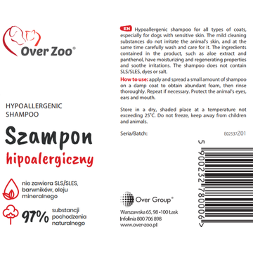 Hipoallergenic Shampoo 250ml - Sữa Tắm Cho Chó Da Nhạy Cảm