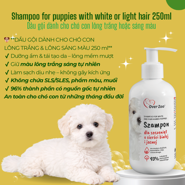 Shampoo for puppies with white or light hair 250ml - Dầu gội dành cho chó con lông trắng hoặc sáng màu