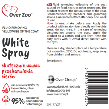 White Spray 100ml - Dung Dịch Xịt Loại Bỏ Ố Vàng Lông